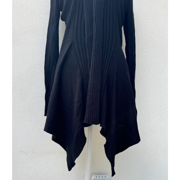 Firuze San Francisco Women's Wrap Sweater Black Ribbed Long Sleeve Size S Elegan - Picture 3 of 9